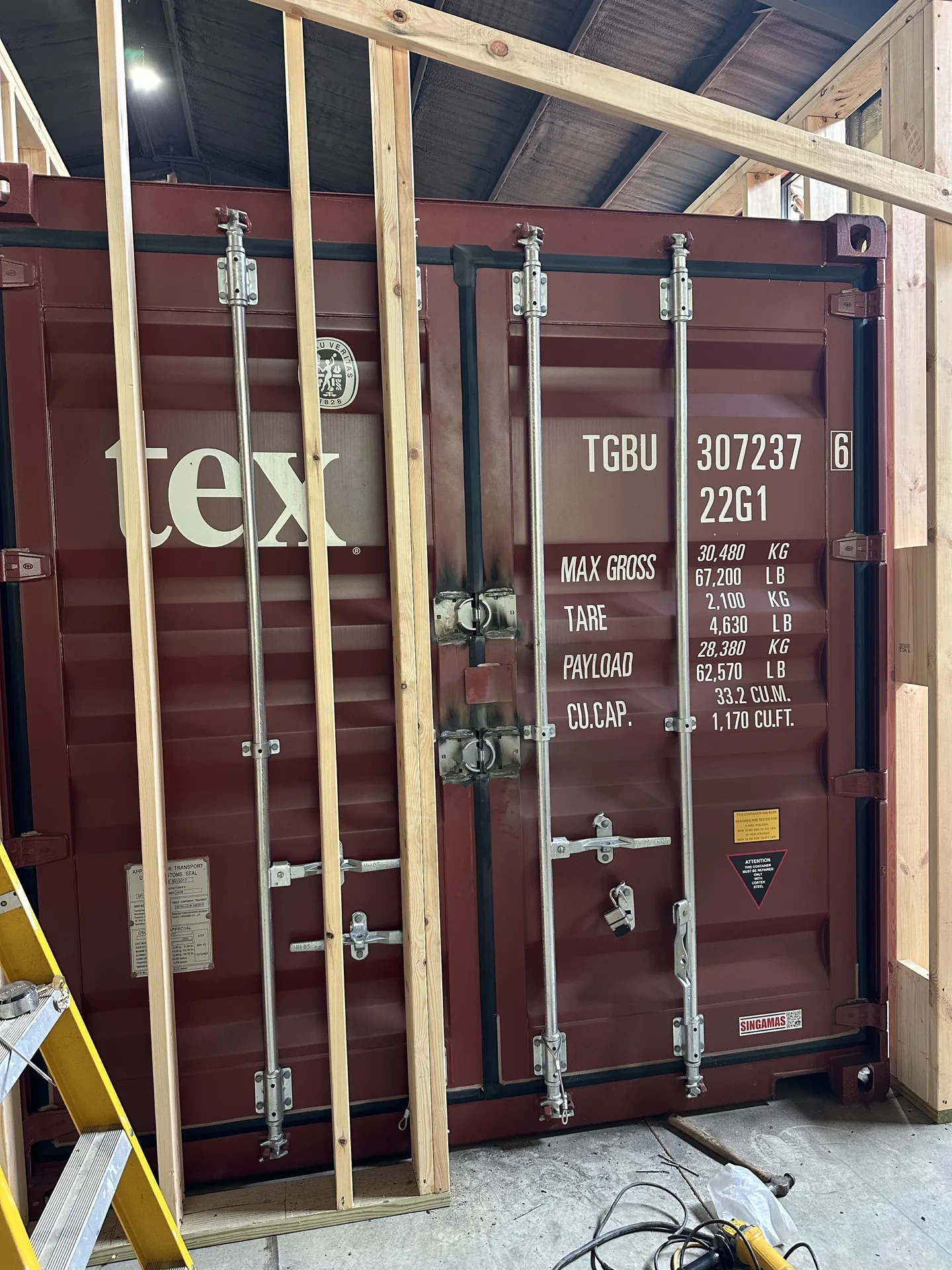 Steel work on a shipping container