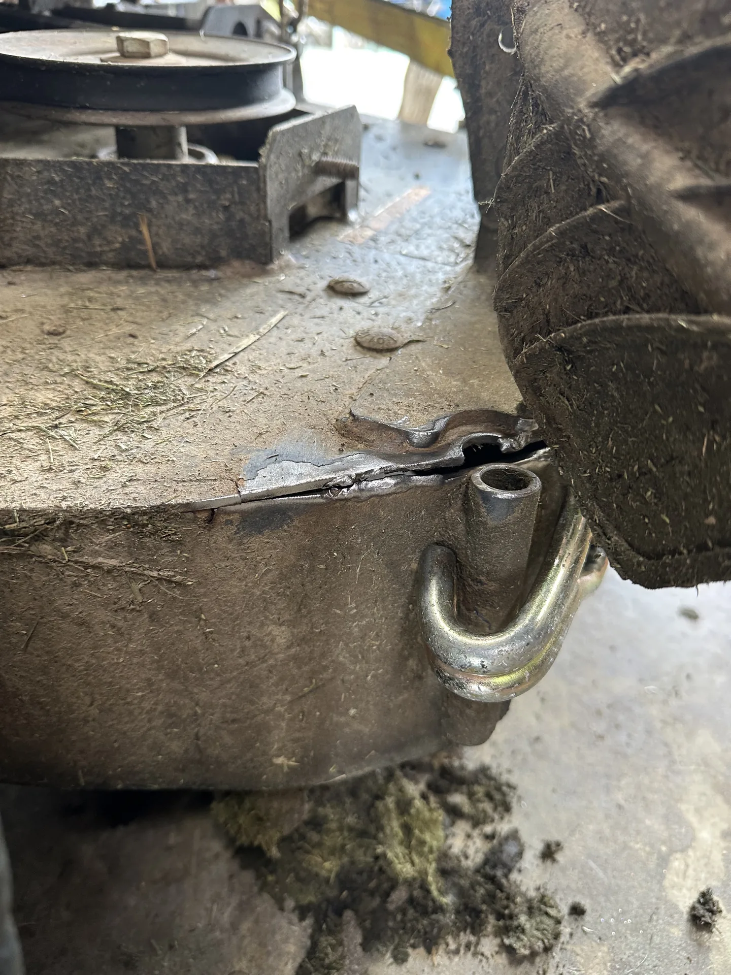 Damaged equipment before repair