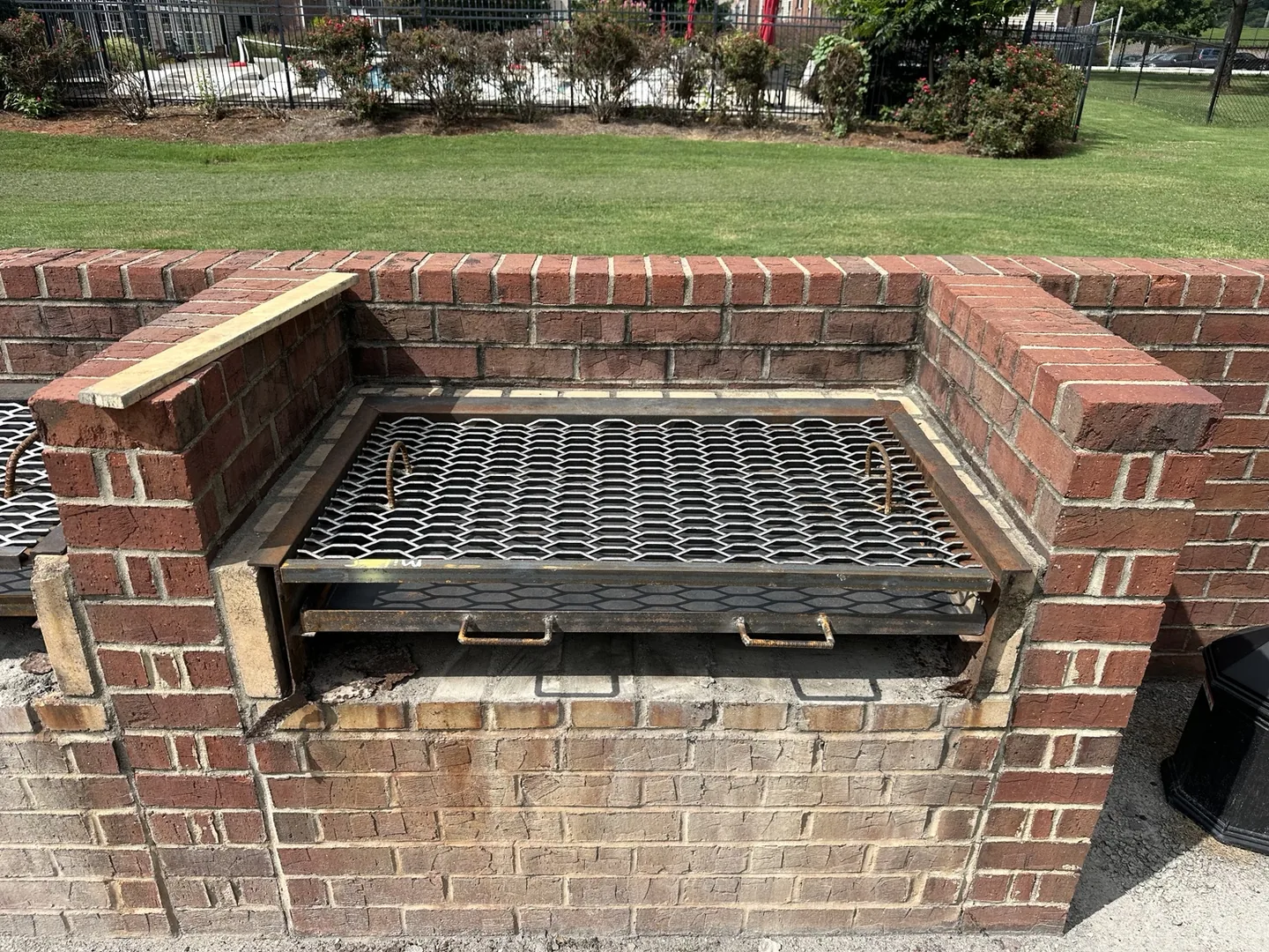 Close view of a completed fabricated grill top and ash pan