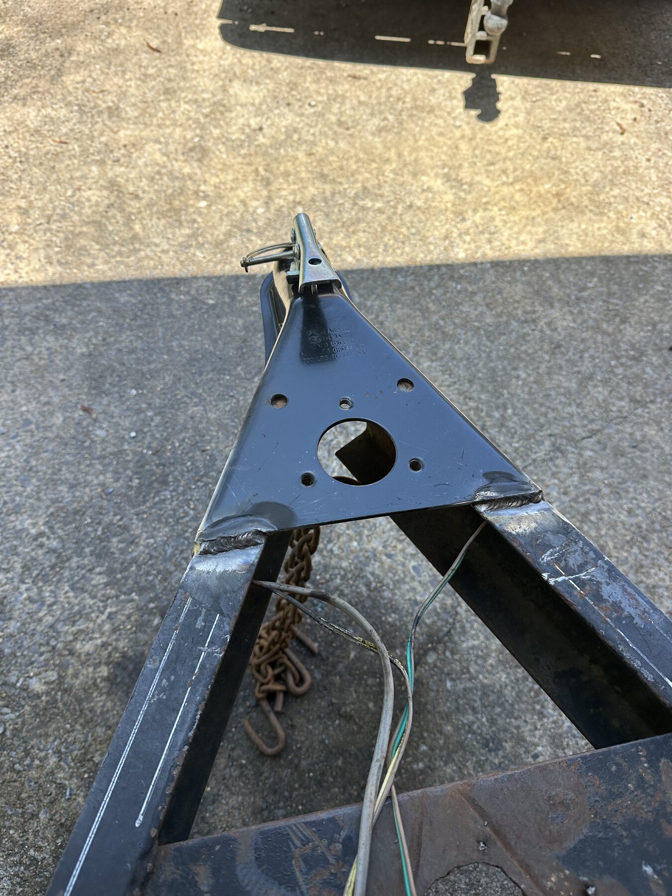 Trailer tongue prepared for a replacement hitch