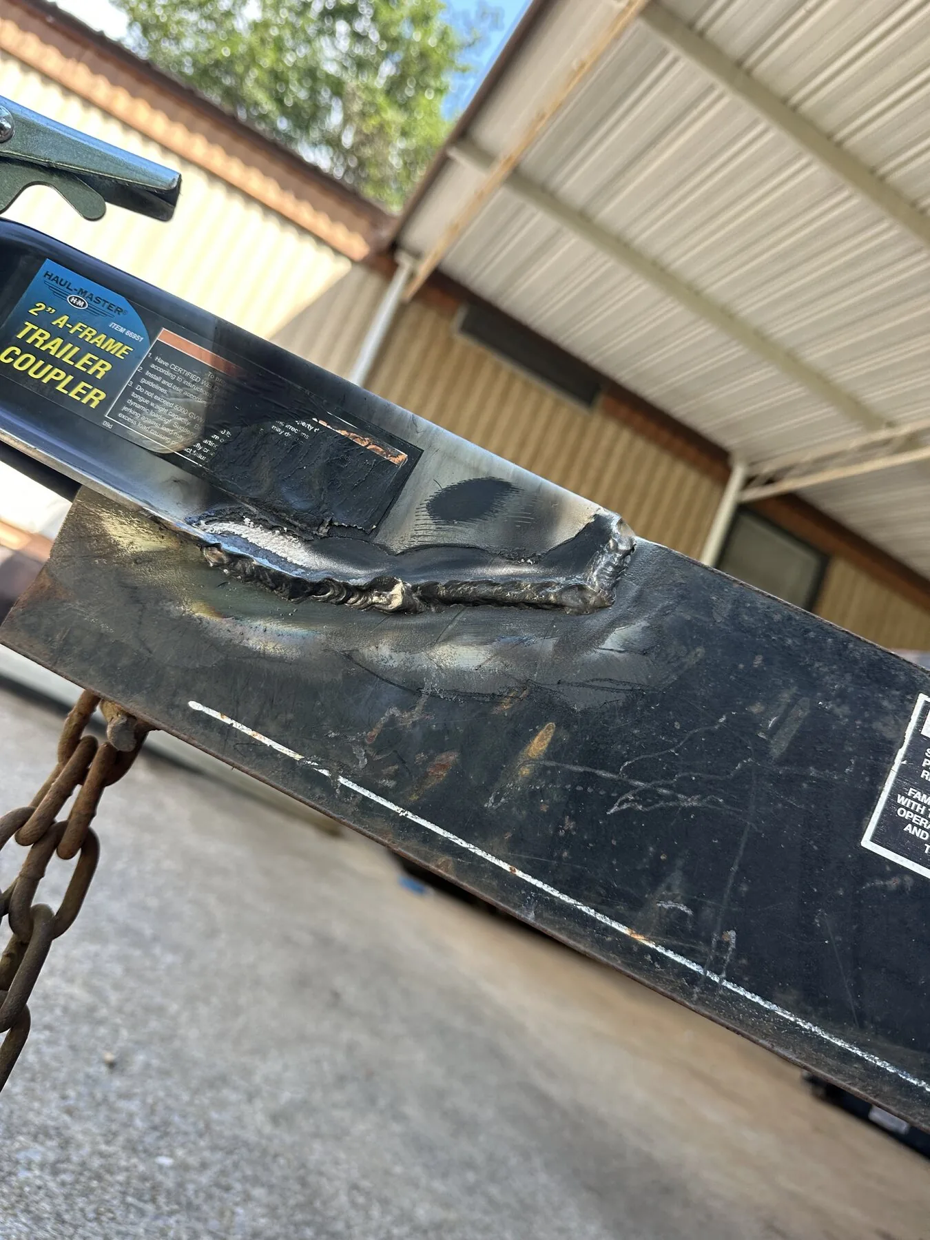Mobile welding on newly installed trailer hitch in Anniston Alabama
